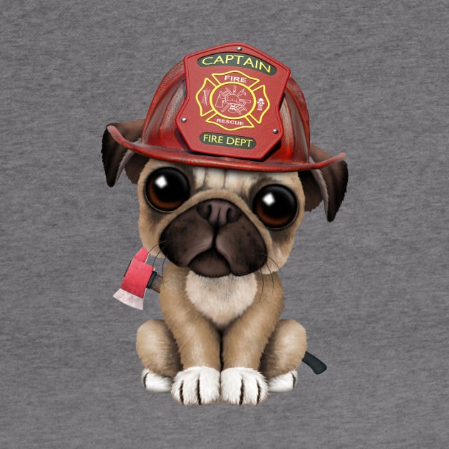 Cute Pug Puppy Firefighter by jeffbartels